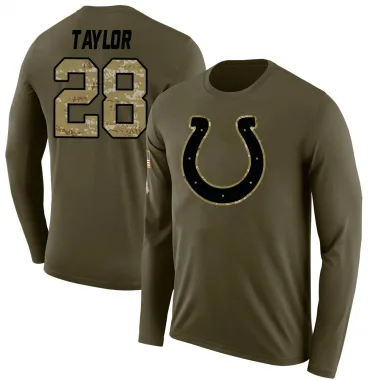 Olive Men's Jonathan Taylor Indianapolis Colts Salute to Service Sideline Long Sleeve T-Shirt