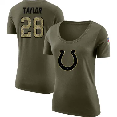 Olive Women's Jonathan Taylor Indianapolis Colts Salute to Service Scoop Neck T-Shirt